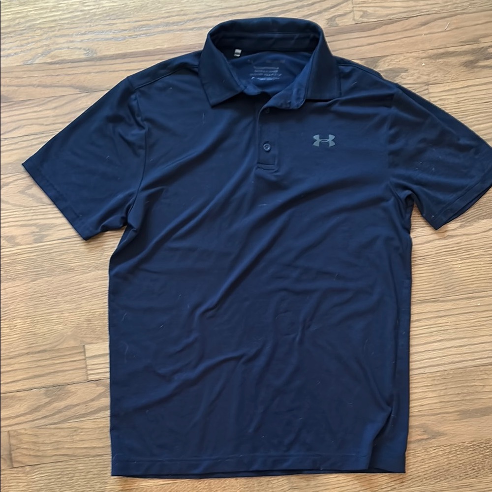 Under Armour Blue Polo Shirt Short Sleeve: Small